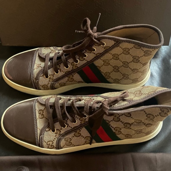 Gucci Shoes - BLOW OUT SALE !!!! GUCCI CALIFORNIA HIGH TOP SNEAKERS GG MONOGRAM LOGO BEIGE